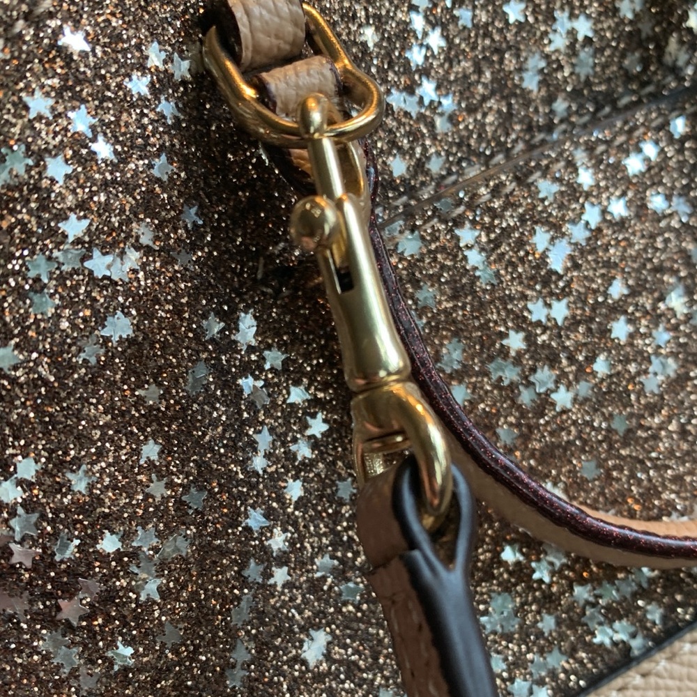 Authentic COACH Leather/glitter stars small zip top satchel/Crossbody - Picture 15 of 16